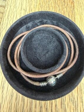 RETIRED Pandora Brown Leather Triple Wrap Bracelet with Silver Charm